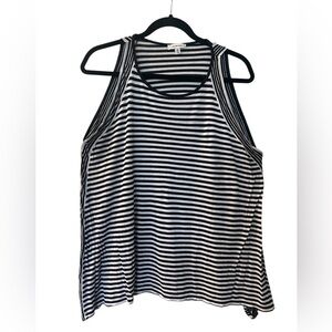 MAX STUDIO Women’s Black & Ivory Stripe Tank Top Shirt Size: XL